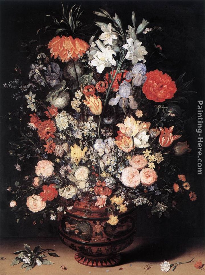 Flowers in a Vase painting - Jan the elder Brueghel Flowers in a Vase art painting